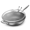 Cui Dahuang 316 stainless steel flat-bottomed wok, durable and non-stick, kitchen cookware, wok for household use, multi-functional silver details Picture
